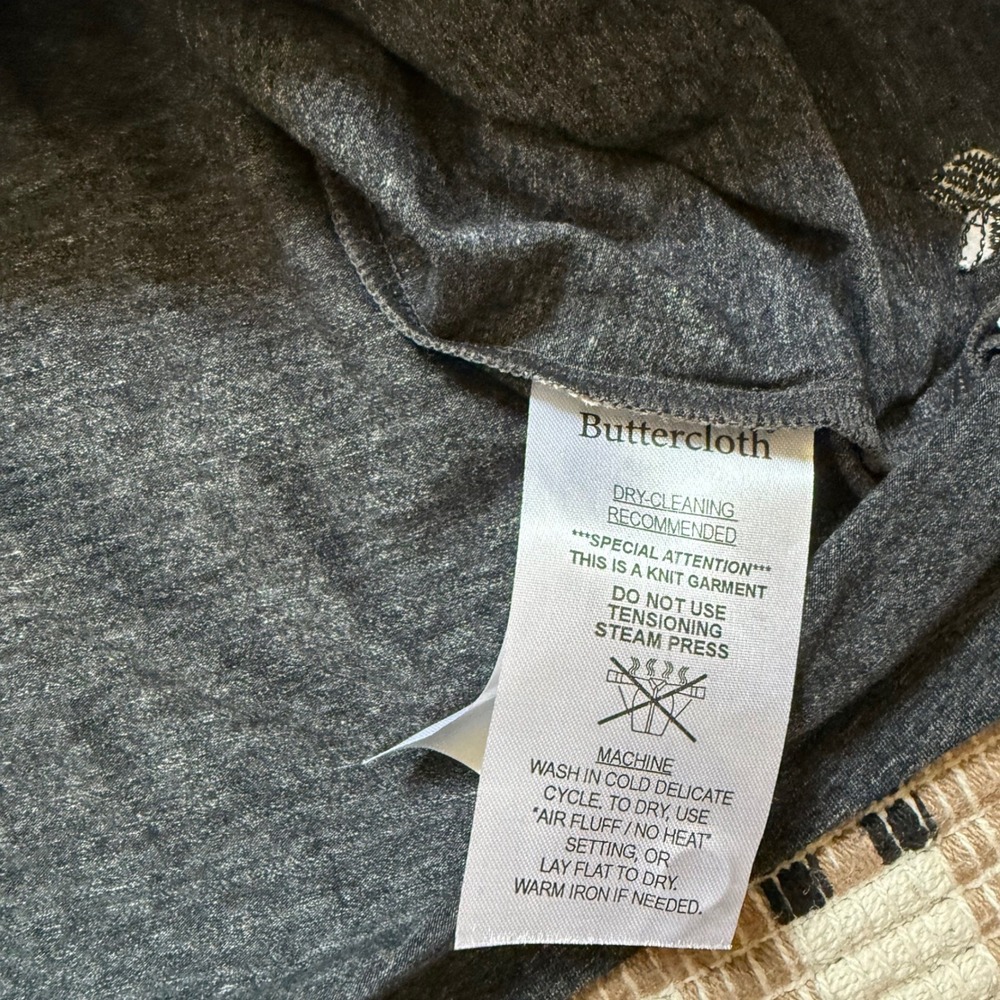 Buttercloth 3XL V-Neck Charcoal Gray Heather Minimalist Short Sleeve Men Shirt - Picture 9 of 9